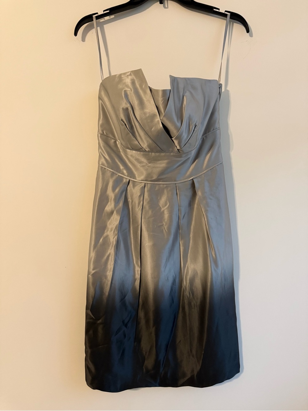 White House Black Market Silver to Black Ombre Satin Dress